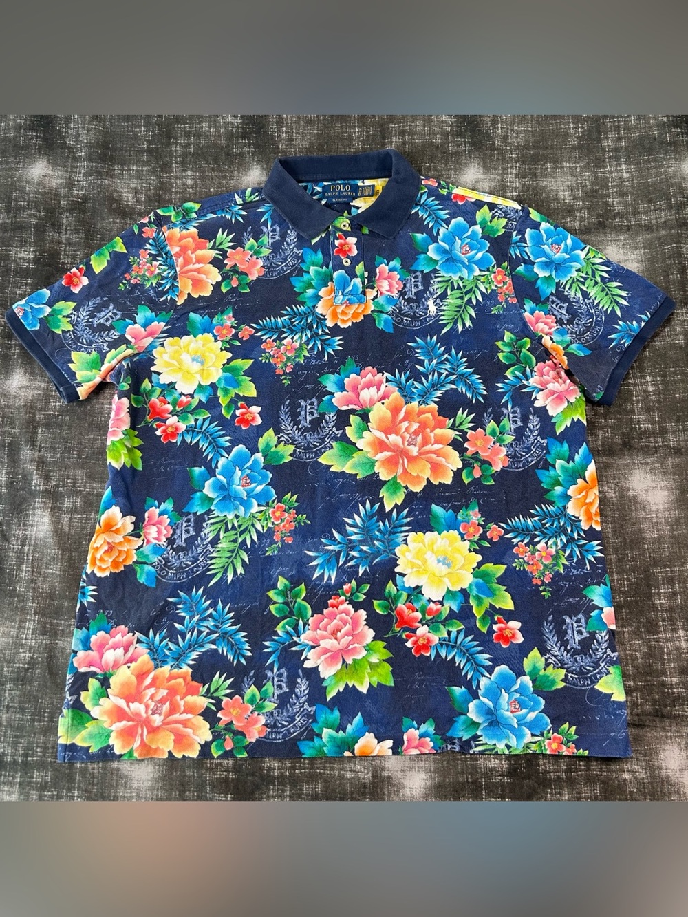 Polo Ralph Lauren Polo Mens XL Blue Floral Hawaiian Aloha Flower Tropical Shirt